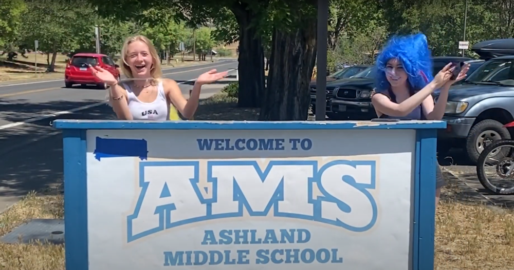 AMS Sign and students