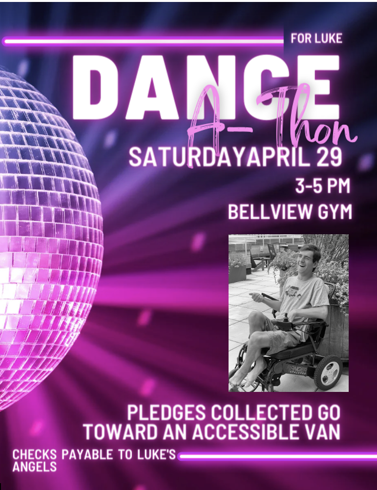 Poster for Luke's Dance-A-Thon Saturday April 29, 3-5 PM